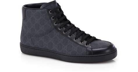 gucci black sneakers high tops|gucci canvas high top sneakers.